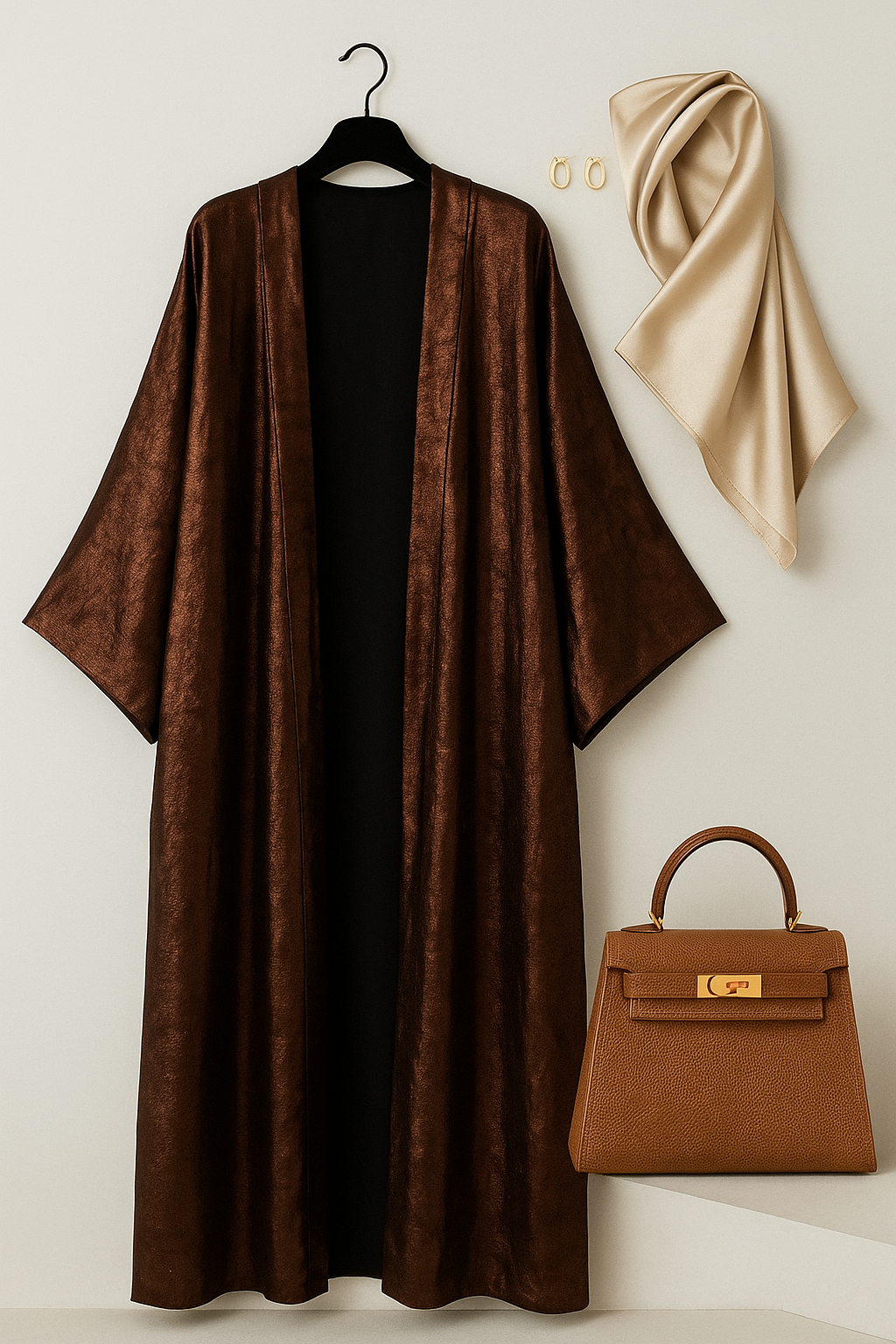 ZAHRA – Abaya velours bronze intense