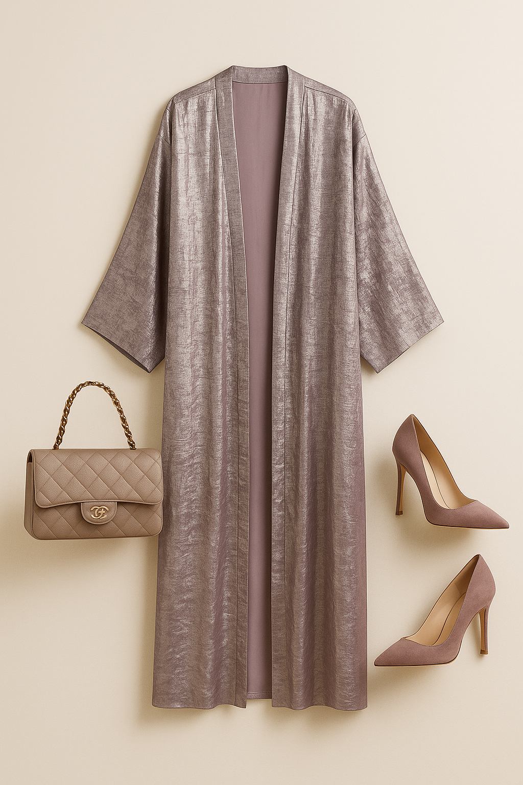 SALMA – Abaya velours lilas givré