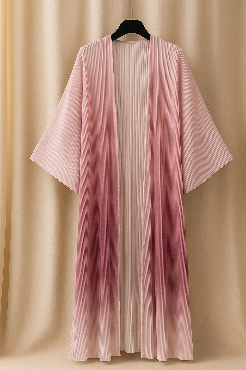 AYA – Abaya rose poudré plissée