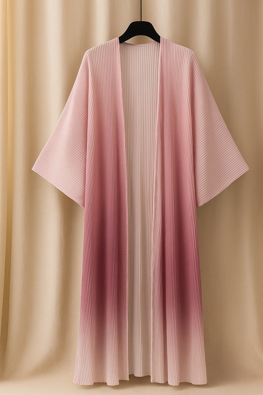 AYA – Abaya rose poudré plissée